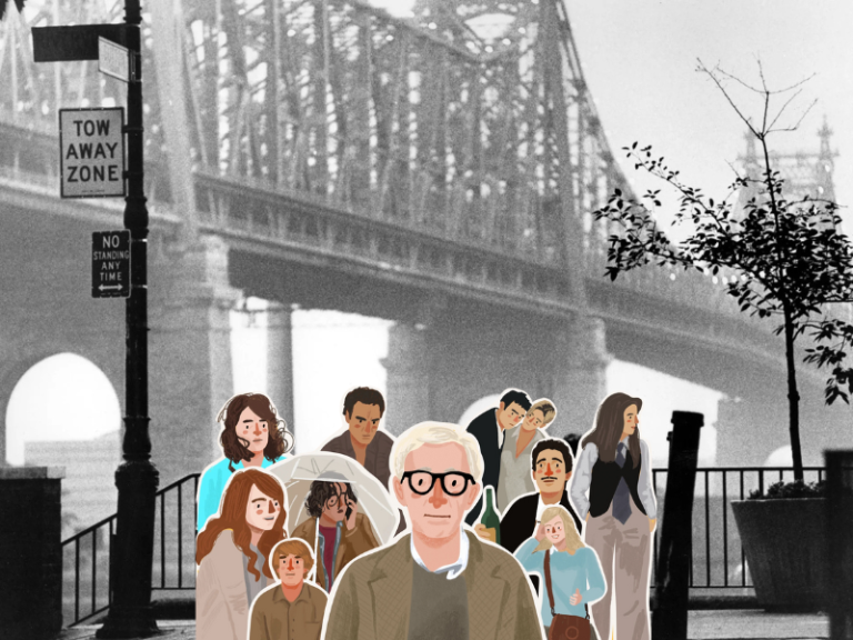 Woody Allen, Nueva York, cineasta, Manhattan, Annie Hall, jazz, nostalgia, contradicciones, filosofía, comedia, personajes neuróticos, Gran Manzana, películas icónicas, Puente de Queensboro, Central Park, cultura bohemia, romanticismo, arte y cine, reflexiones urbanas, jazz clásico