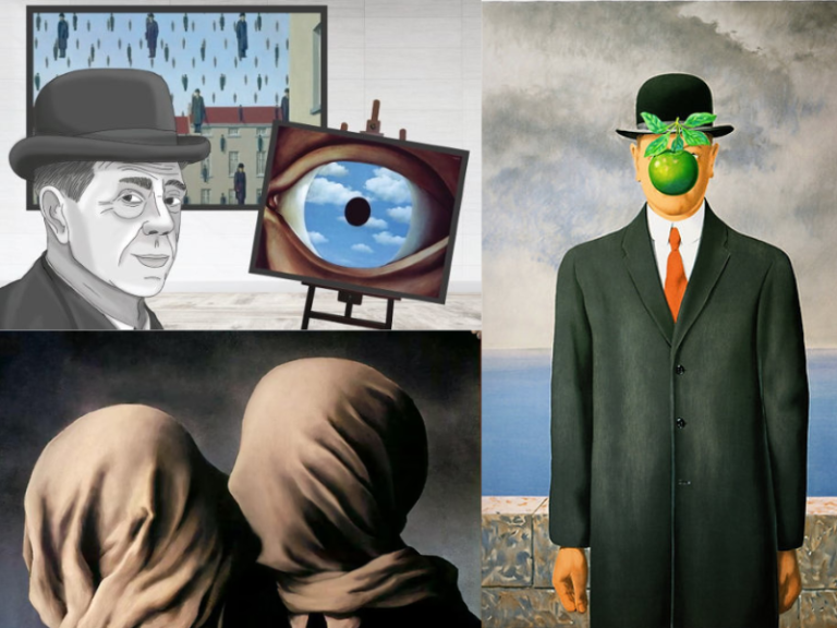 Magritte, surrealismo, René Magritte, arte conceptual, ambigüedad, Giorgio de Chirico, pintura metafísica, surrealismo belga, El hijo del hombre, sombrero bombín, arte surrealista, psicoanálisis, repetición, arte pop, minimalismo, arte conceptual, La reproducción prohibida, "Esto no es una pipa", influencia de Magritte, historia del arte, legado de Magritte, museo Magritte Museum