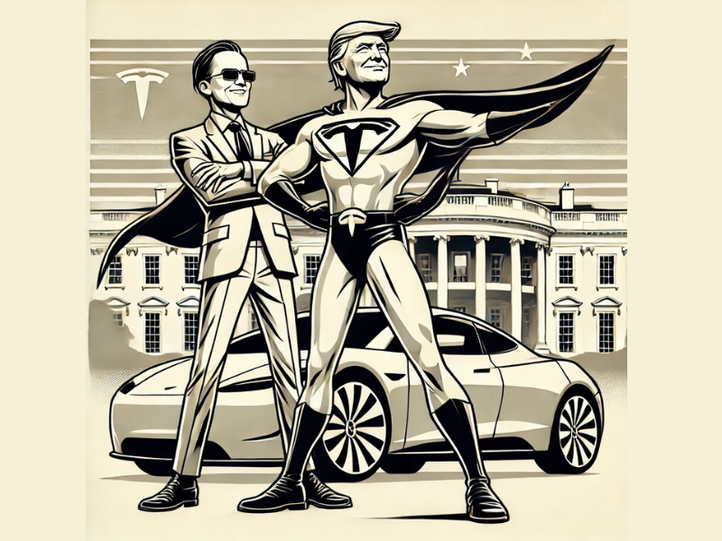 Elon Musk, Trump, DOGE, Tesla, SpaceX, Casa Blanca, regulaciones gubernamentales, campaña presidencial, Inflation Reduction Act, multimillonarios, eficiencia pública, exploración espacial, contratos federales, Pinky y Cerebro, Bonnie y Clyde, burócratas, X, Notre Dame, presidente en la sombra, poder ejecutivo, dúo dinámico.